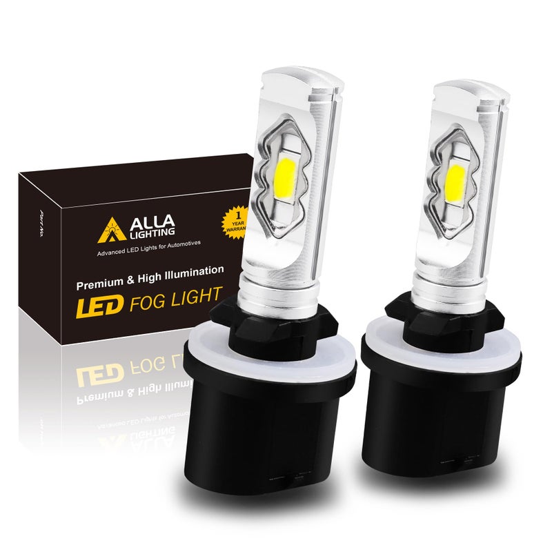 Alla Lighting 3800lm 899 880 LED Fog Light Bulbs, Super Bright PG13 Base 884 885 887 893 H27 H32, ETI 56-SMD (6000K Xenon White)