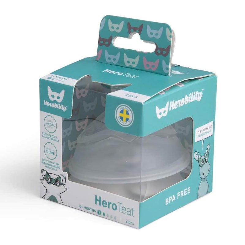 Herobility Double Anti-Colic Silicone Nipples, Baby Bottle Teats, Breast Like Shaped Nipples - Fits Herobility's & Eco Baby Bottles | Pack of 2 (X-Small Size) - Image 5