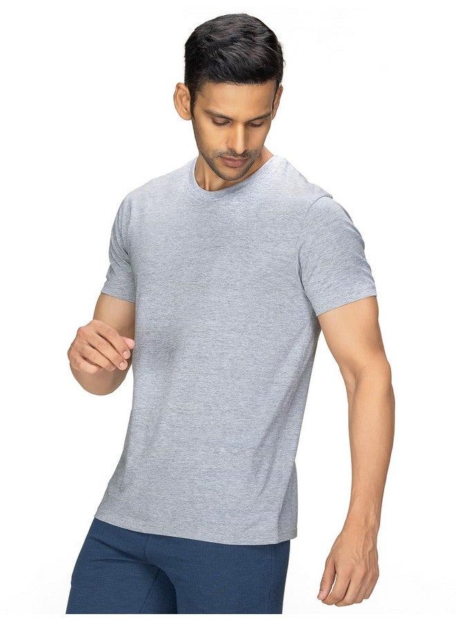 XYXX XYXX Men's Solid Regular Fit T-Shirt (XY_CR15_Tshirt_1_Heather Grey - Image 4