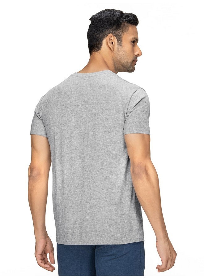 XYXX XYXX Men's Solid Regular Fit T-Shirt (XY_CR15_Tshirt_1_Heather Grey - Image 2