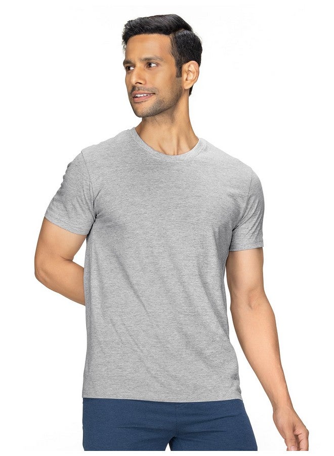 XYXX XYXX Men's Solid Regular Fit T-Shirt (XY_CR15_Tshirt_1_Heather Grey - Image 1