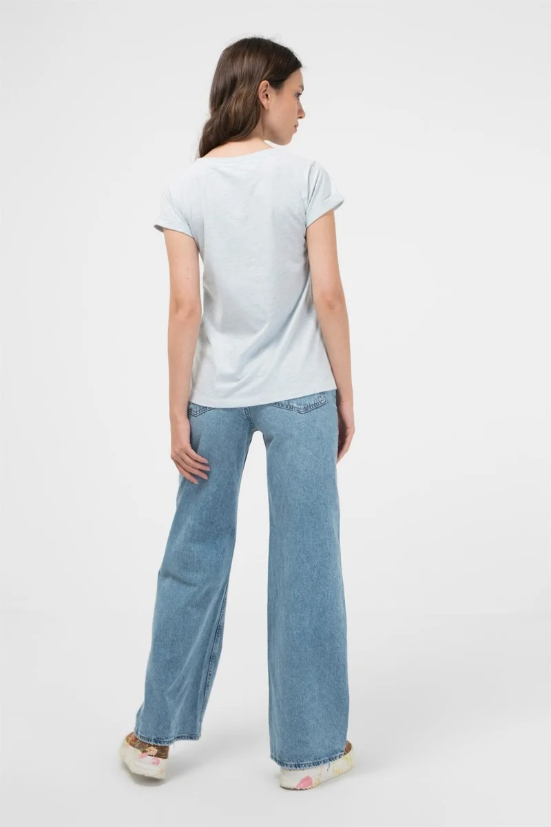 بي ار زد كولكشن Blue Melange Women's Short Sleeve T-Shirt