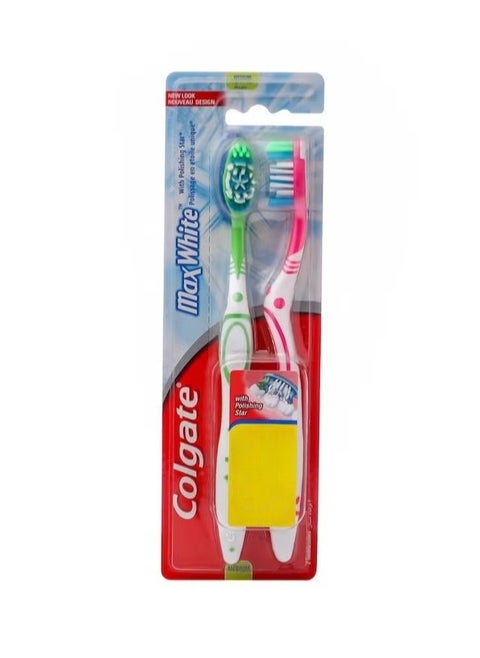 Colgate Max White Tooth Brush Medium Multicolor pack of 2