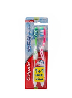Colgate Colgate Max White Tooth Brush Medium Multicolor pack of 2 