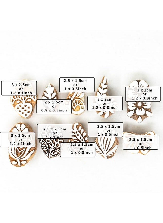 Hashcart Hashcart Wooden Indian Traditional Design Printing Stamps/Blocks for Printing Saree Border/Dresses/Craft Card Making/Scrapbook/Clay Pottery (Set of 10)  - Image 4