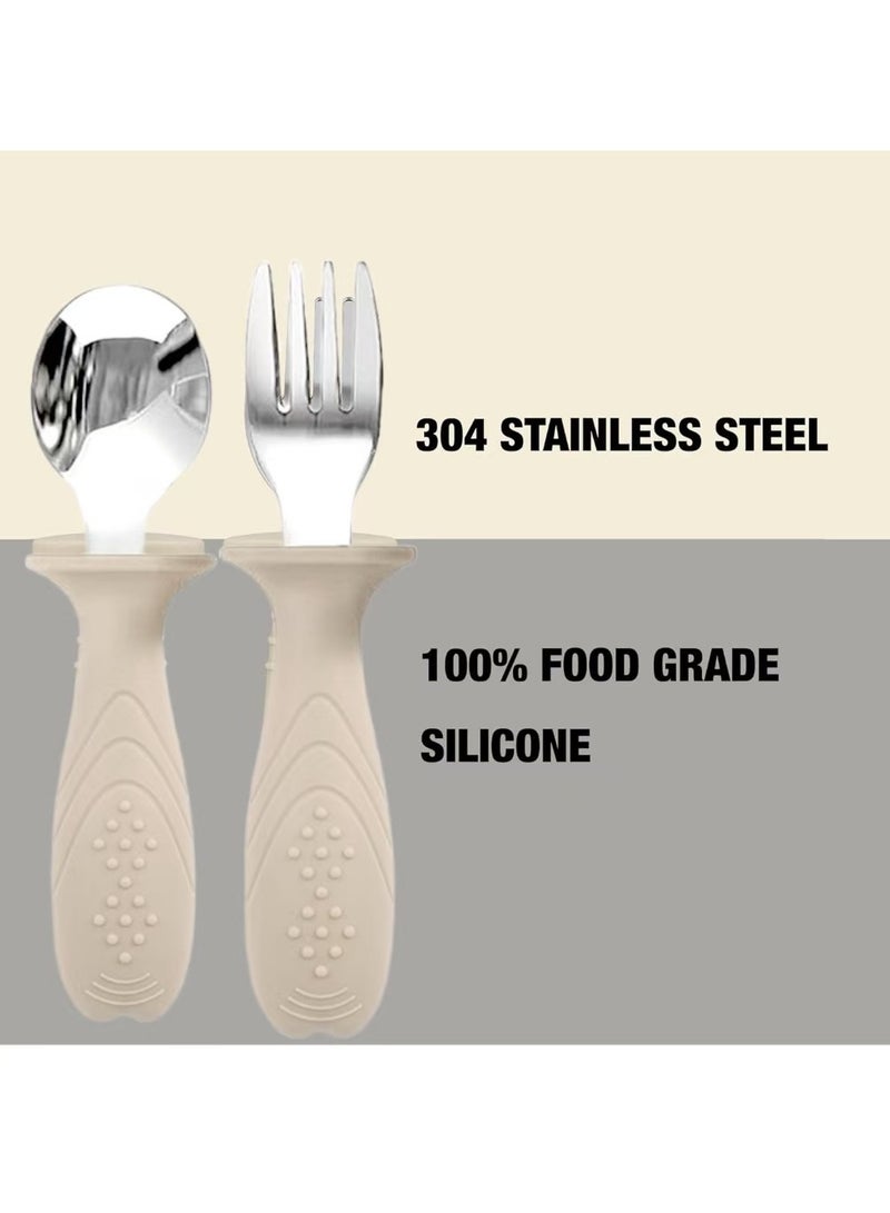 ZAYVA 5 Pcs Stainless Steel Baby Feeding Set, Kids Plates and Suction Bowls with Removable Silicone, Forks Spoons Pocket Bib for Baby Toddle - Image 3