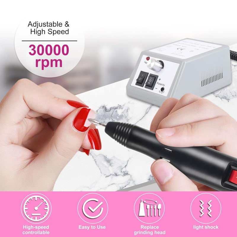GOODIEBOX جهاز حفر الأظافر الكهربائي GOODIEBOX مجموعة أدوات حفر الأظافر لطلاء الأظافر الأكريليكي والأظافر الجل ومجموعات تلميع الأظافر وحفر الأظافر السريع لتجميل الأظافر - Image 2