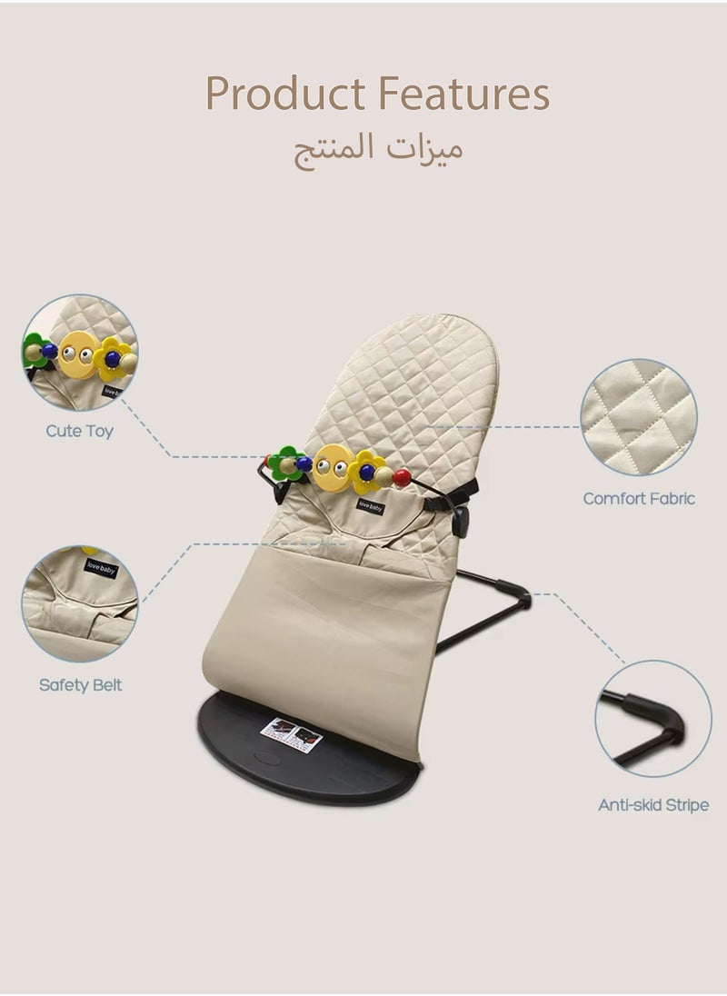 Toshionics Adjustable Baby Bouncer Seat with Toy Bar  4-in-1 Foldable Infant Rocker for Newborns and Toddlers Portable Baby Lounger Chair for Play Rest and Sleep Lightweight Travel-Friendly Safety Belt Included  - Image 2