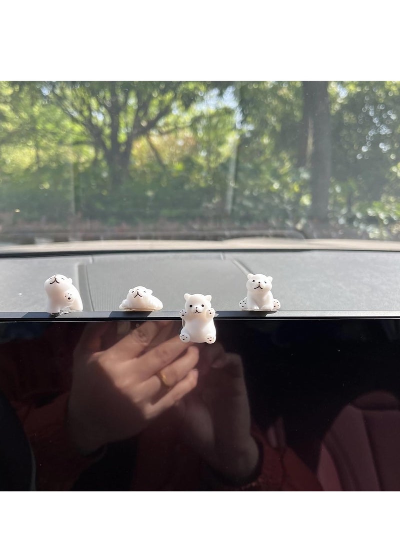 Generic Cute Car Rearview Mirror Accessories for Car Polar Bear Interior Decoration Dashboard Car Ornament Funny Gifts for Cute Car Mirror Interior Decors (4 Pcs)  - Image 2