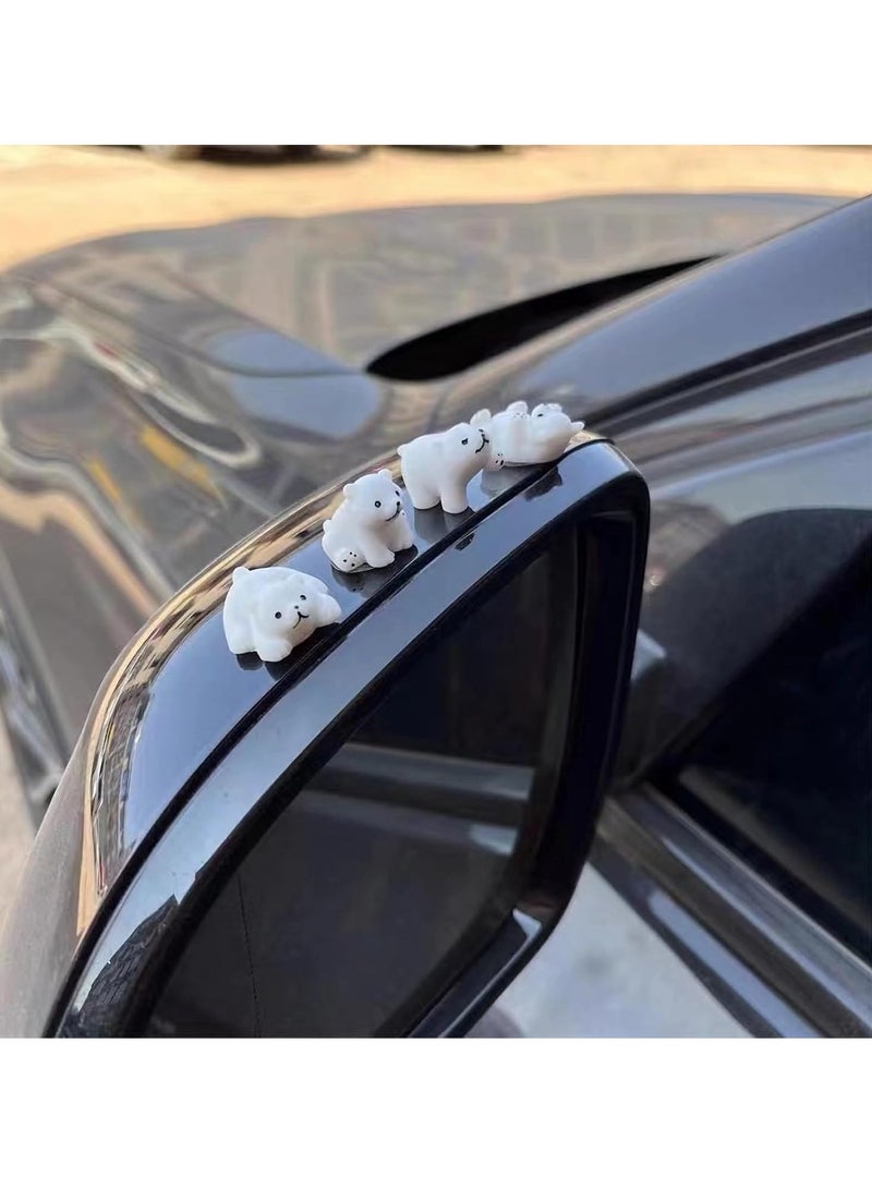 Generic Cute Car Rearview Mirror Accessories for Car Polar Bear Interior Decoration Dashboard Car Ornament Funny Gifts for Cute Car Mirror Interior Decors (4 Pcs)  - Image 3