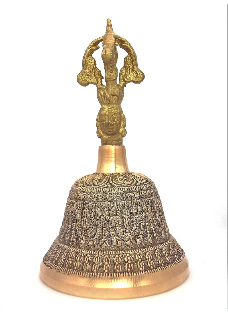 Uv Creation - Brass 5 Inch Tibetan Buddhist Bell For Meditation Brass Items By Uv Creation - Image 1