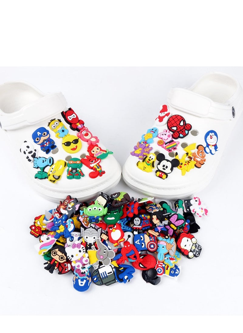 Crocs Shoes Decoration, Shoe Decoration Charms, Anime Multiple Styles, Mixed PVC Shoe Charms for Shoes Silicone Wristbands for Hole Hole Shoe Buckle Party Gift for Kids and Teens Girls 100 Pcs - Image 1
