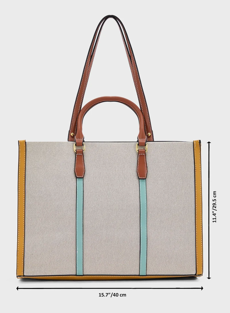 ELLA Color Block Large Tote Bag