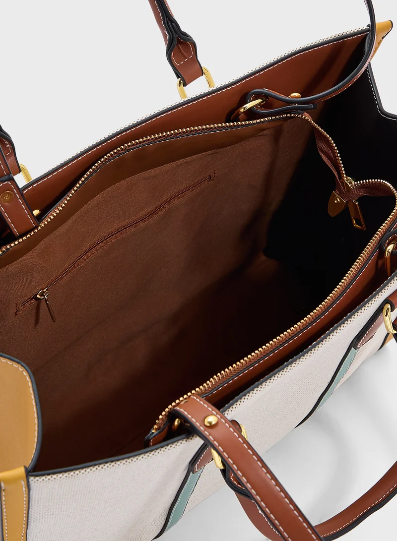 ELLA Color Block Large Tote Bag