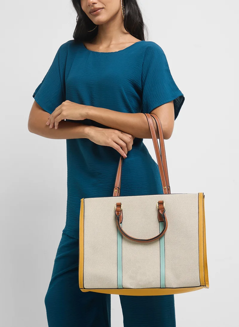 ELLA Color Block Large Tote Bag