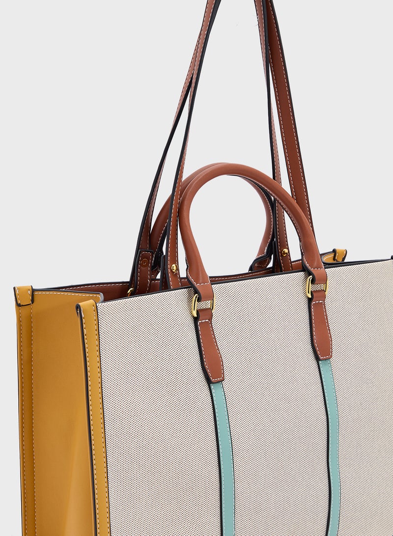 ايلا حقيبة يد كبيرة بتصميم كتل الألوان - Image 4