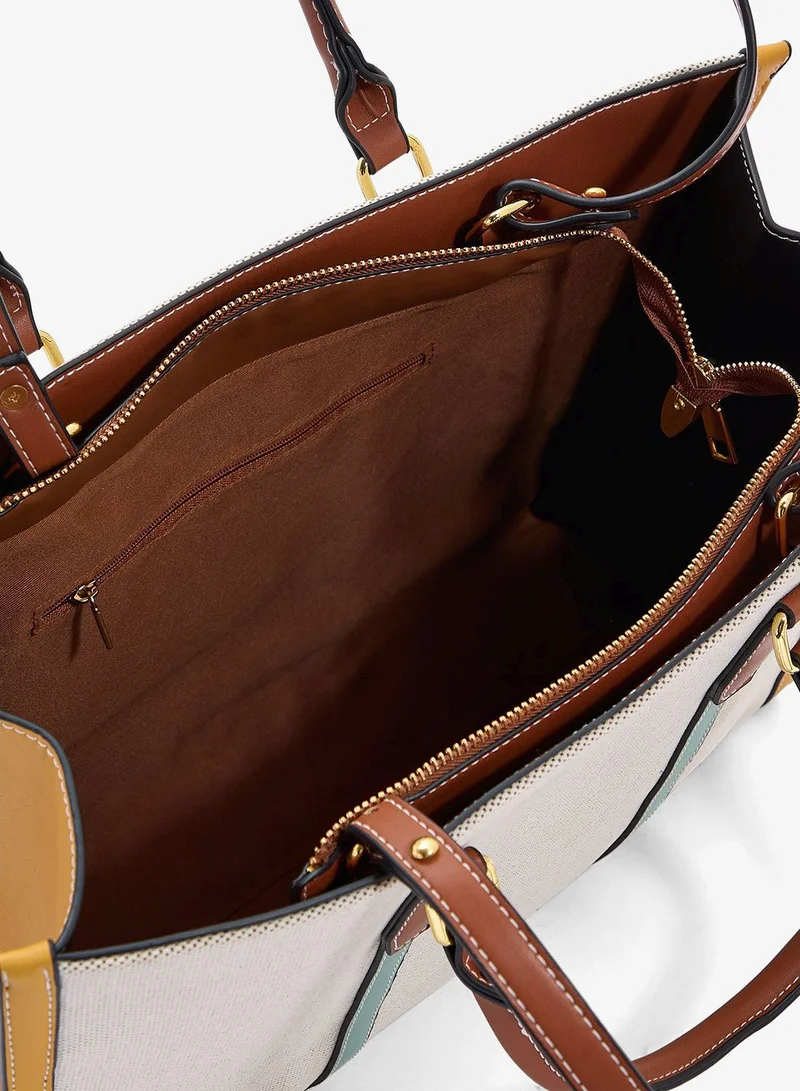 ELLA Multicolor/Cream Color Block Large Tote Bag for Women | Best Price UAE