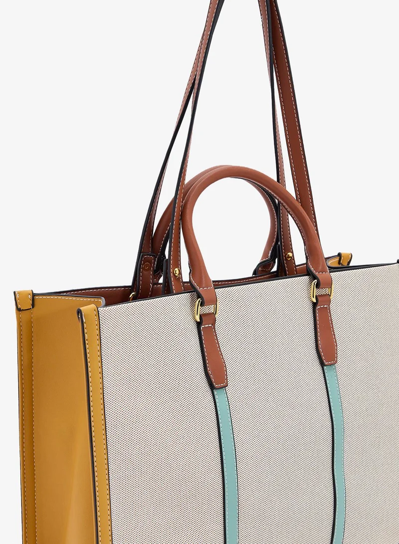 ELLA Multicolor/Cream Color Block Large Tote Bag for Women | Best Price UAE