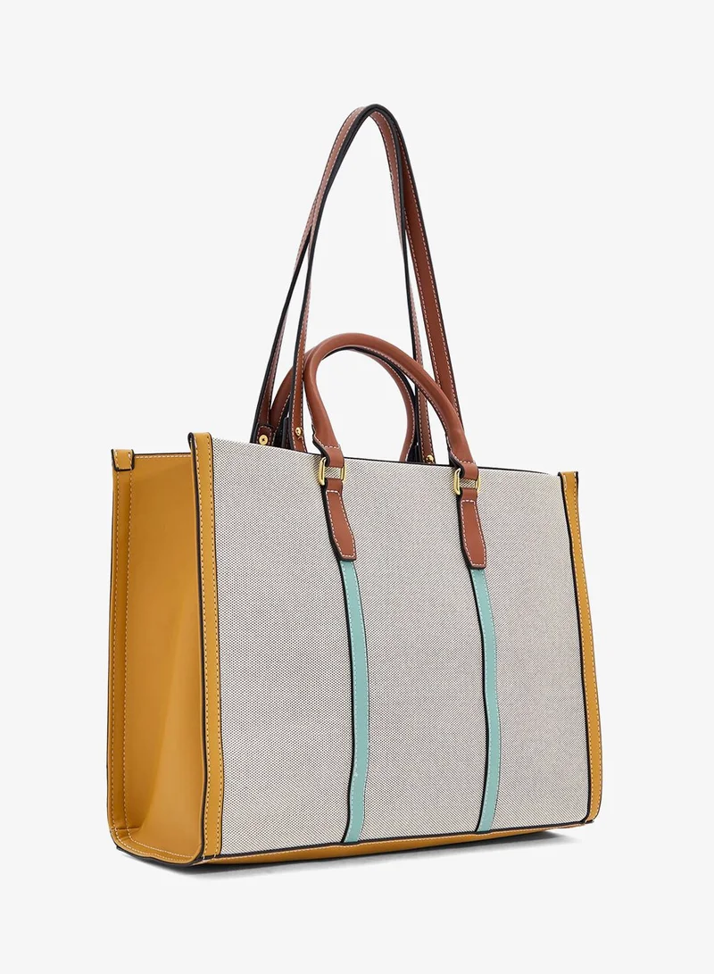 ELLA Multicolor/Cream Color Block Large Tote Bag for Women | Best Price UAE