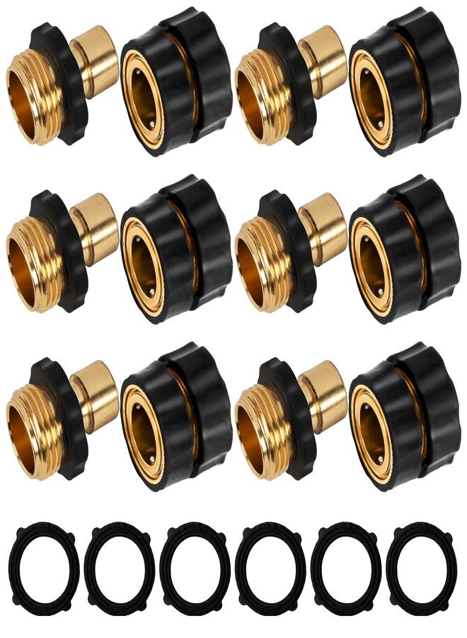 Xiny Tool 3/4 Inch Garden Hose Quick Connect, Quick Connect Garden Hose Fittings, Male and Female Water Quick Release Hose Connector, 6 Set - Image 1