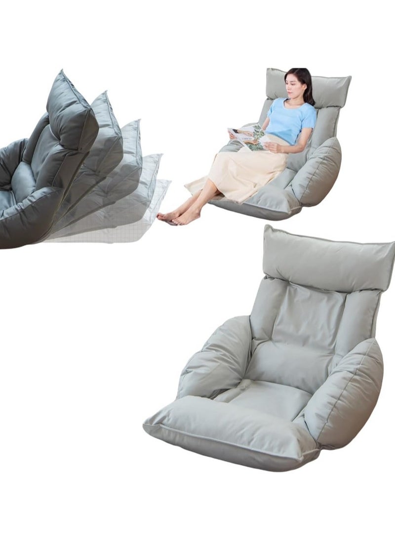 AUTOYSUR Sofa Bed Folding Lazy with Adjustable Back Support,Gaming Floor Chair,Floor Legless  Back Chair for Adult Light Grey 127x75x60 cm 1 seater  - Image 1