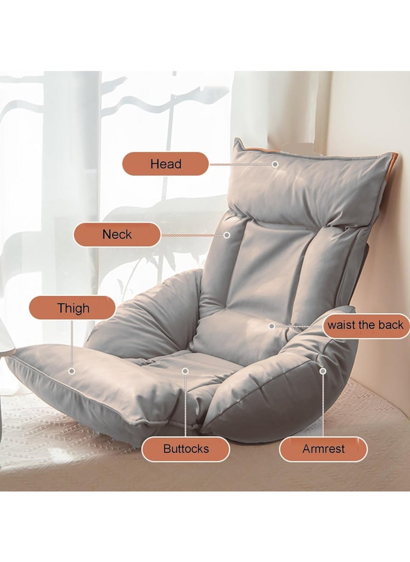 AUTOYSUR Sofa Bed Folding Lazy with Adjustable Back Support,Gaming Floor Chair,Floor Legless  Back Chair for Adult Light Grey 127x75x60 cm 1 seater  - Image 3