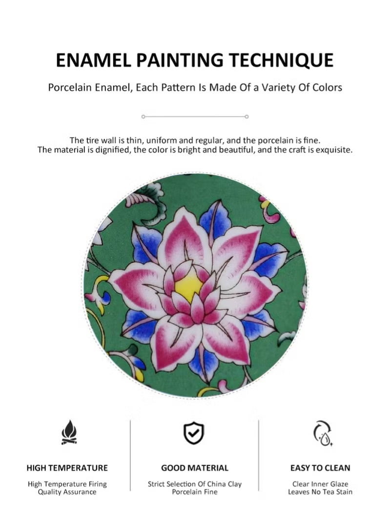 Relex Handmade Chinese Tea Set, 6-Pack Ceramic Kung Fu Teacups with Enamel Patterns, Porcelain Tea Cup Gift Set for Women, Traditional Handcrafted Tea Ware - Image 5