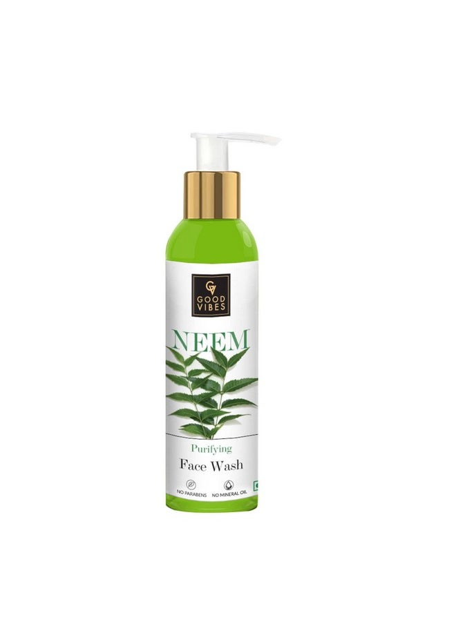 Good Vibes Neem Purifying Face Wash 120 Ml Anti Acne Pore Cleansing Exfoliating Formula For All Skin Types Natural No Parabens & Mineral Oil No Animal Testing  - Image 1