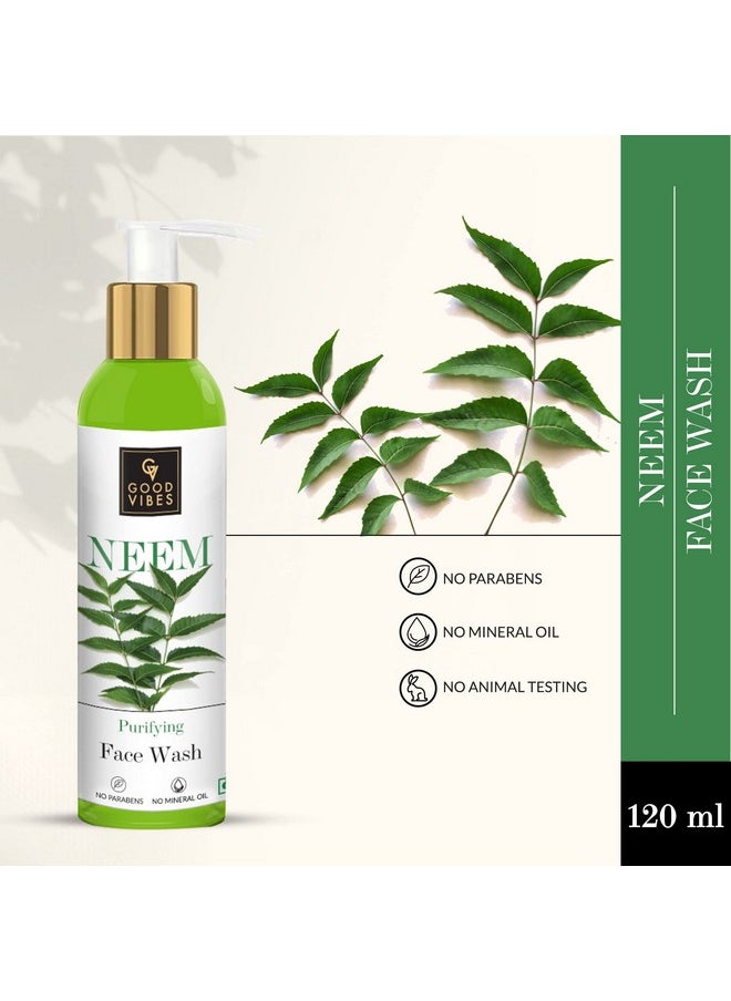 Good Vibes Neem Purifying Face Wash 120 Ml Anti Acne Pore Cleansing Exfoliating Formula For All Skin Types Natural No Parabens & Mineral Oil No Animal Testing  - Image 3