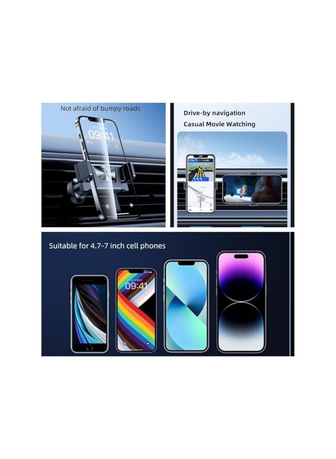 S-TOP Universal 360° Rotating Car Air Vent Phone Holder, Stable Hands-Free Mount with Secure Grip for iPhone Samsung Android Smartphones Suitable for 4-7 Inch Smartphones/iPhone/Samsung (Black) - Image 2