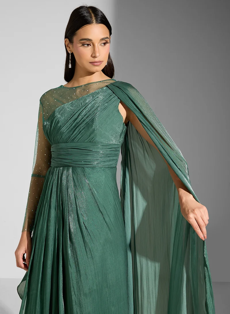 Namshi x Emerald Chiffon Gown Dress