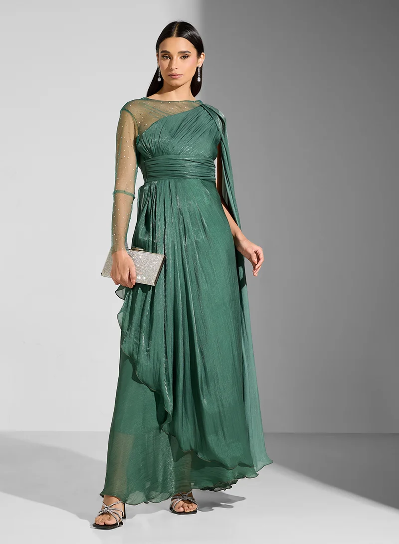 Namshi x Emerald Chiffon Gown Dress