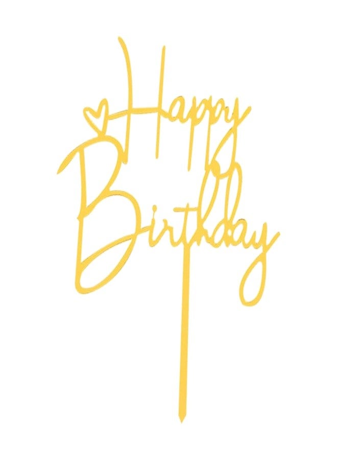 PLAP Happy Birthday Cake Topper Birthday Cake Decoration Party Cake Supplies (Golden cake topper) - Image 1