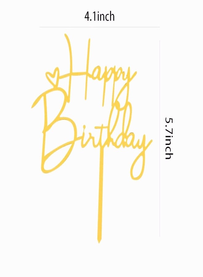 PLAP Happy Birthday Cake Topper Birthday Cake Decoration Party Cake Supplies (Golden cake topper) - Image 3