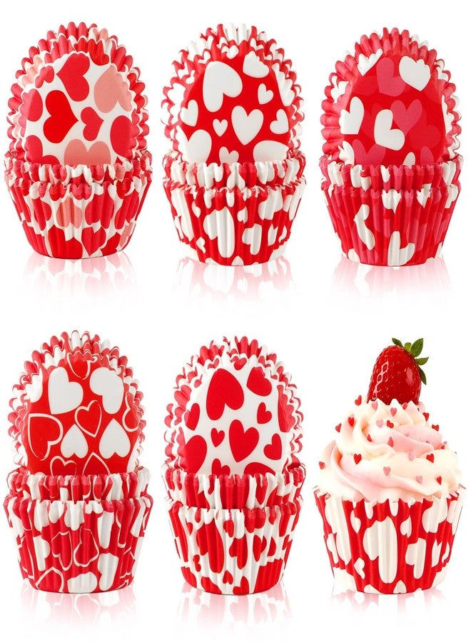 SANNIX Valentine's Day Heart Cupcake Liners, 450pcs Red White Seamless Love Theme Baking Cups,Romantic Red White Heart Baking Cups for Valentine’s Day, Weddings, and Special Celebrations - Image 1