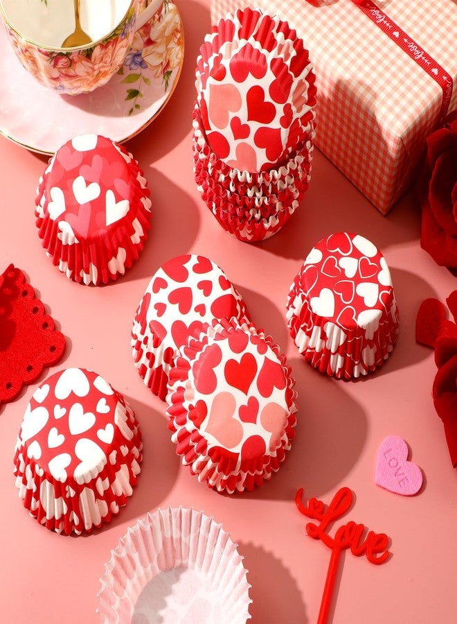 SANNIX Valentine's Day Heart Cupcake Liners, 450pcs Red White Seamless Love Theme Baking Cups,Romantic Red White Heart Baking Cups for Valentine’s Day, Weddings, and Special Celebrations - Image 2