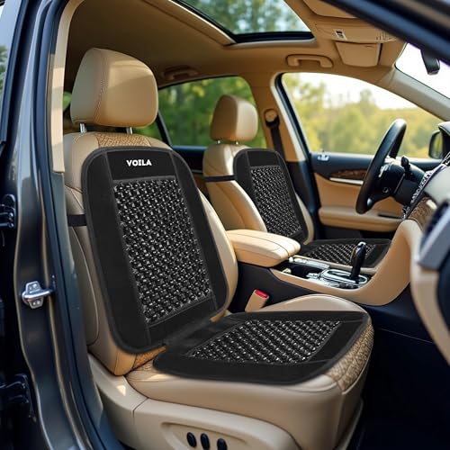 Voila Wooden Beads Velvet Seat Cover for Car Acupressure Design Universal Size Black - Image 5