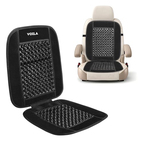 Voila Wooden Beads Velvet Seat Cover for Car Acupressure Design Universal Size Black - Image 2