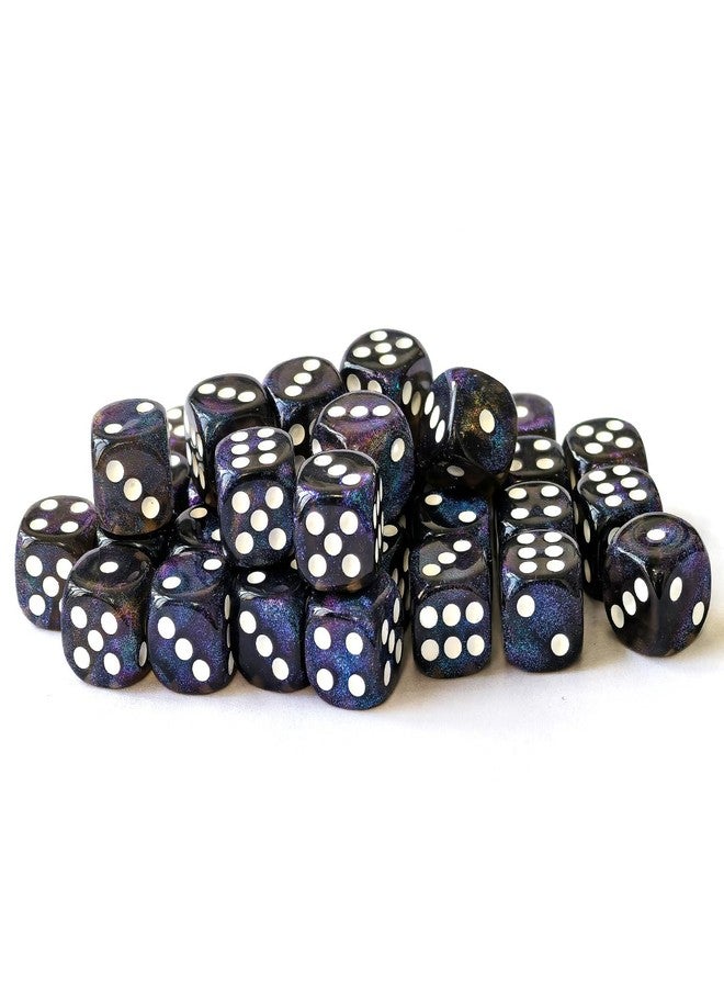 Bescon Moonstone 12mm 6 Sided Dice 36 in Brick Box, Semi Translucent Black D6 Dice with Blue Shimmery, 12mm Six Sided Die (36) Block of Moonstone Dice - Image 2