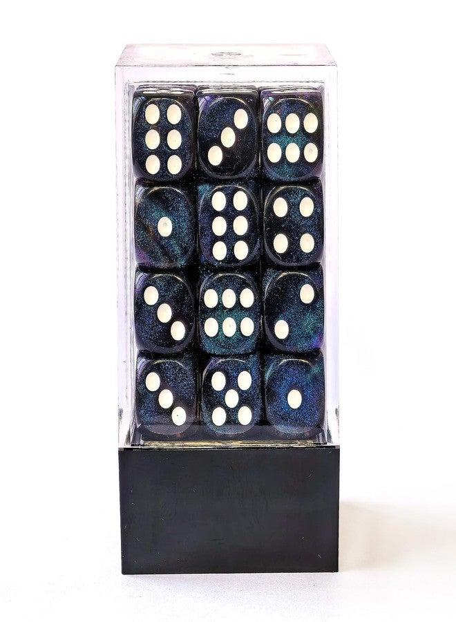 Bescon Moonstone 12mm 6 Sided Dice 36 in Brick Box, Semi Translucent Black D6 Dice with Blue Shimmery, 12mm Six Sided Die (36) Block of Moonstone Dice - Image 4