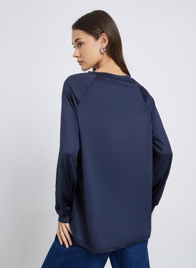 Styli Dark Blue Oversized Graphic Print T-Shirt - Image 5