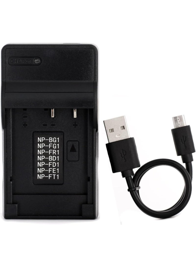 شاحن بطارية كاميرا USB NP-BG1 متوافق مع كاميرات DSC-H50 H55 HX30V W290، يعمل مع بطاريات NP-BG1/FG1/FR1/BD1/FD1/FE1/FT1 - Image 1