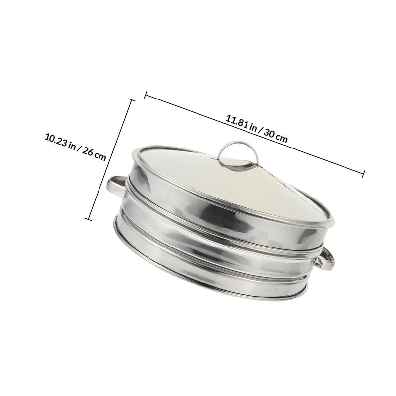 Stainless Steel Steamer Basket 26cm With Lid For Dumplings Bao Buns Dim Sum - Image 3