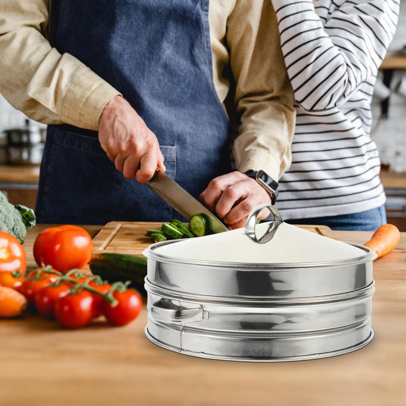 Stainless Steel Steamer Basket 26cm With Lid For Dumplings Bao Buns Dim Sum - Image 5