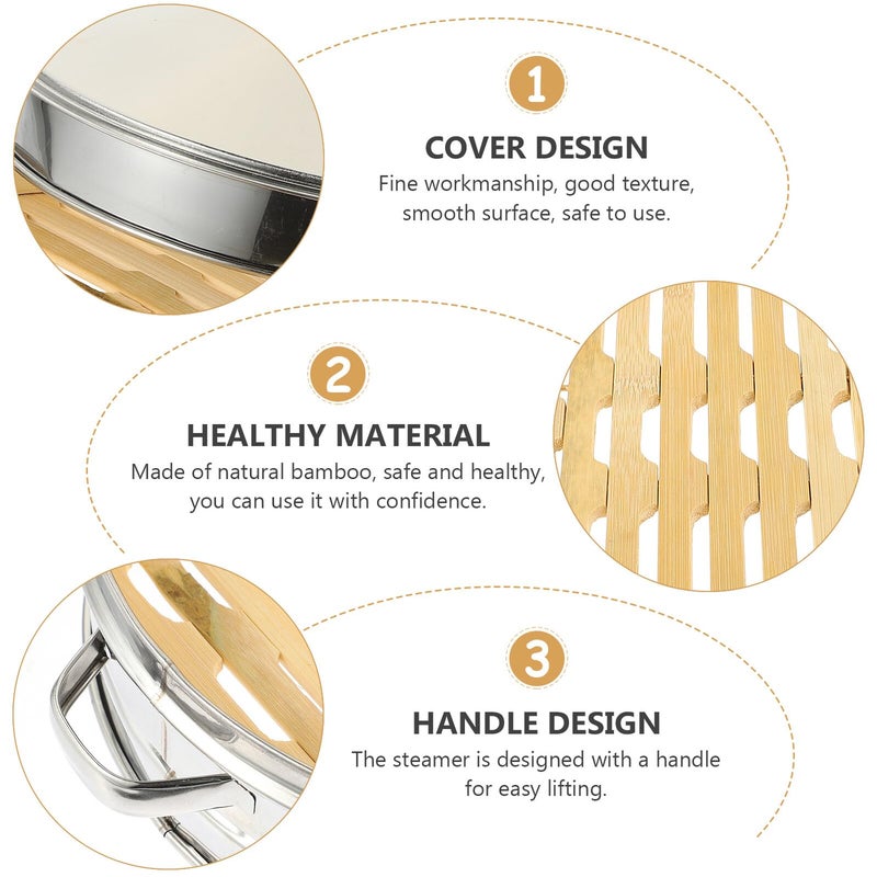 Stainless Steel Steamer Basket 26cm With Lid For Dumplings Bao Buns Dim Sum - Image 4
