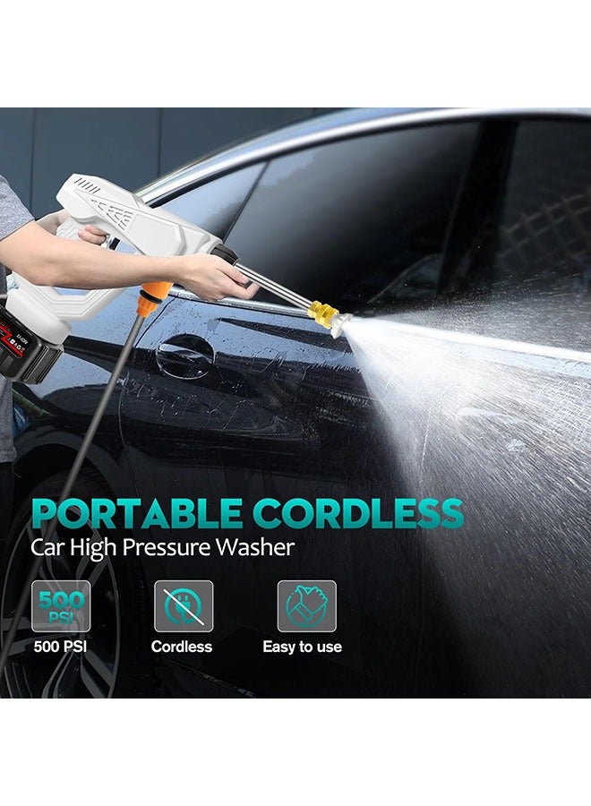 Cordless Portable Car Washer Spray Electric High Pressure Cleaner Machine with Rechargeable Battery Foam Bottle Nozzle Hose for Car Wash Watering Flowers Cleaning Home Floor - Image 4