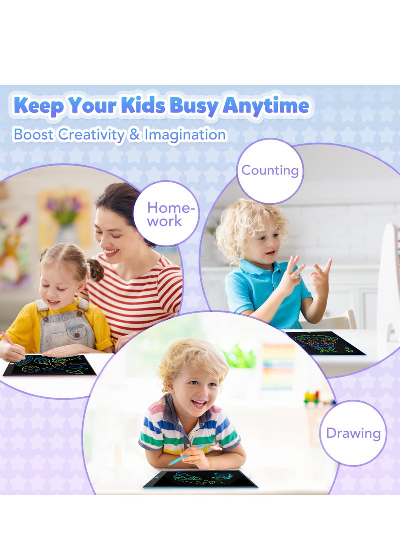 لامي جوي جهاز لوحي للكتابة بشاشة LCD مقاس 14 بوصة للأطفال من سن 3 إلى 8 سنوات - لوحة رسم إلكترونية ولوحة خربشة كهدية تعليمية لأعياد الميلاد للبنات والأولاد (أزرق) - Image 2