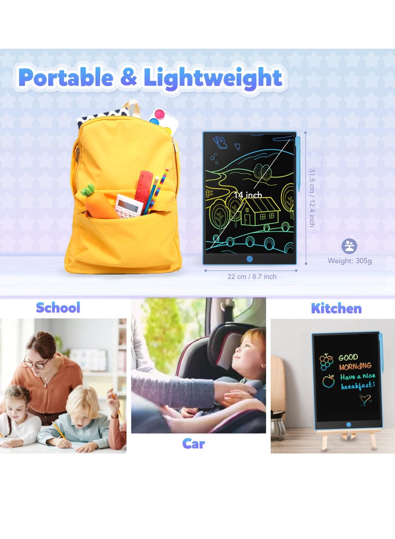 لامي جوي جهاز لوحي للكتابة بشاشة LCD مقاس 14 بوصة للأطفال من سن 3 إلى 8 سنوات - لوحة رسم إلكترونية ولوحة خربشة كهدية تعليمية لأعياد الميلاد للبنات والأولاد (أزرق) - Image 3