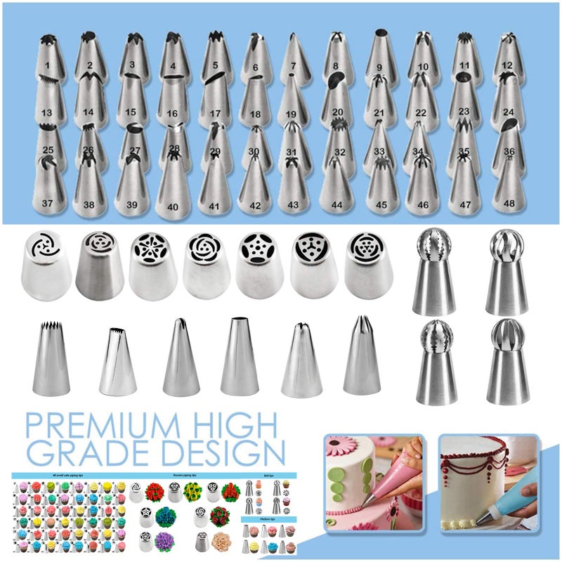 Makmeng Cake Decorating Tools Supplies Kit - 368Pcs Baking Supplies with Storage Case for Beginners - Icing Piping Bags and Tips Set For Cookies, Cupcake & Cake Frosting Fondant Decorating - Image 3