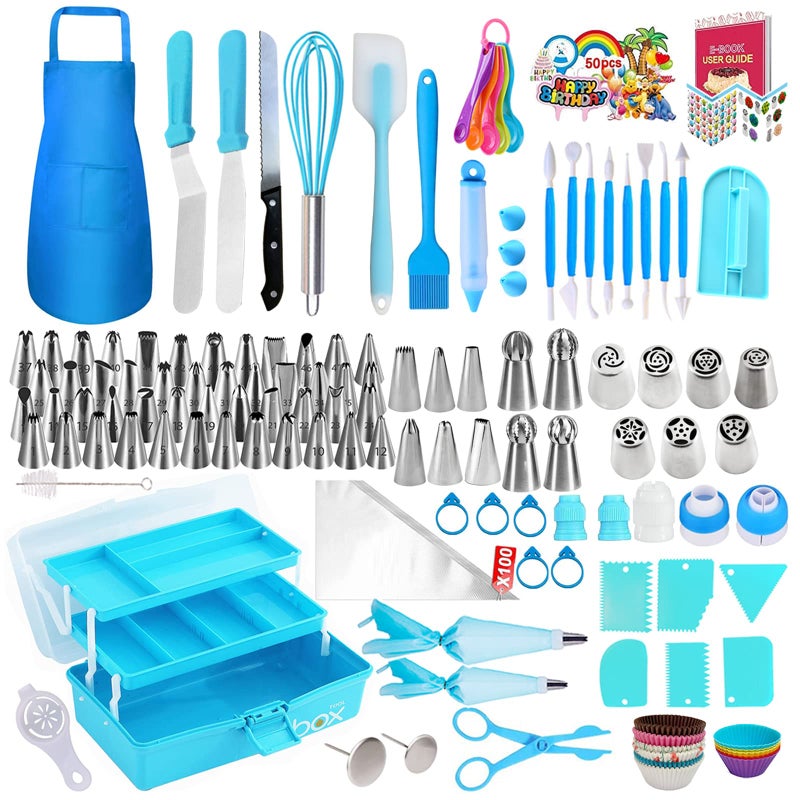 Makmeng Cake Decorating Tools Supplies Kit - 368Pcs Baking Supplies with Storage Case for Beginners - Icing Piping Bags and Tips Set For Cookies, Cupcake & Cake Frosting Fondant Decorating - Image 2